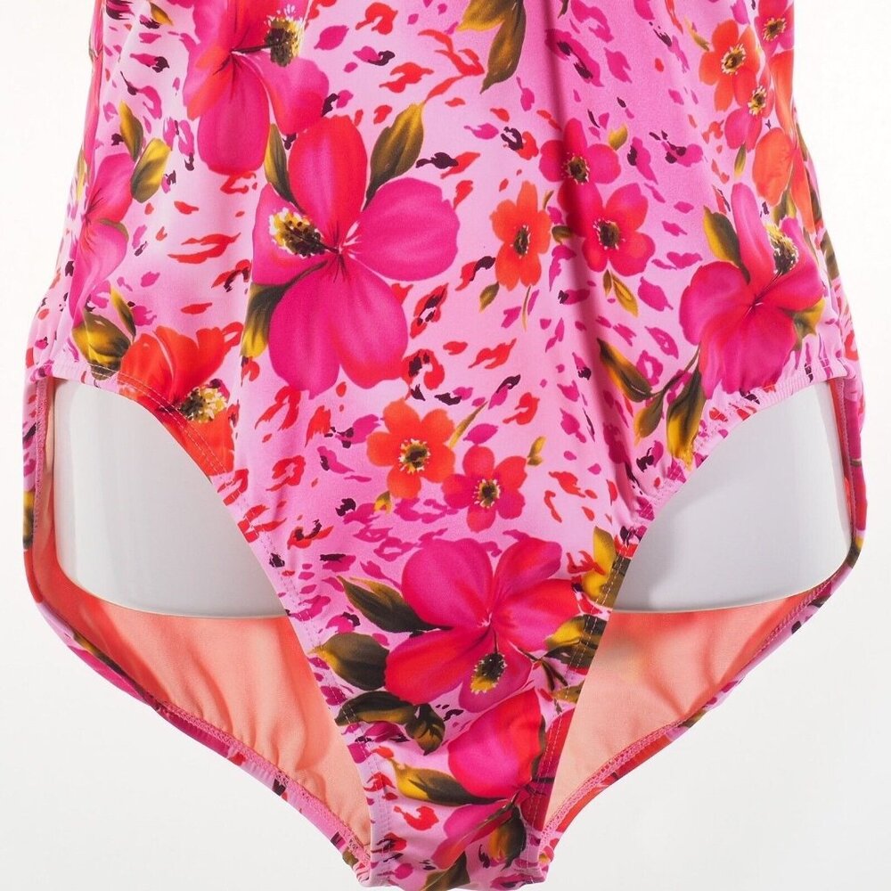 Islander Womens Swimsuit 18 One Piece Pink Floral Adjustable Straps - Picture 2 of 9